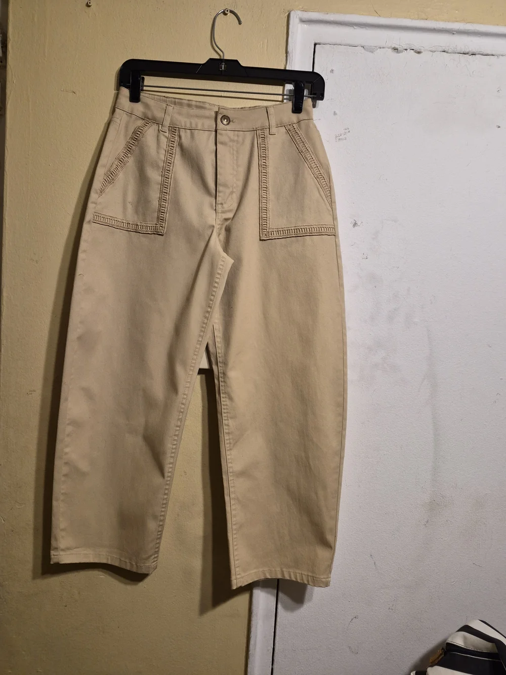 Owillo Kids Ladder Lace Embroidery Tan Khaki Pants - Classic Fit Size L